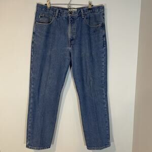 LL Bean Jeans Mens 38x29 Blue Denim Classic Fit Plaid Flannel Lined Relaxed Men
